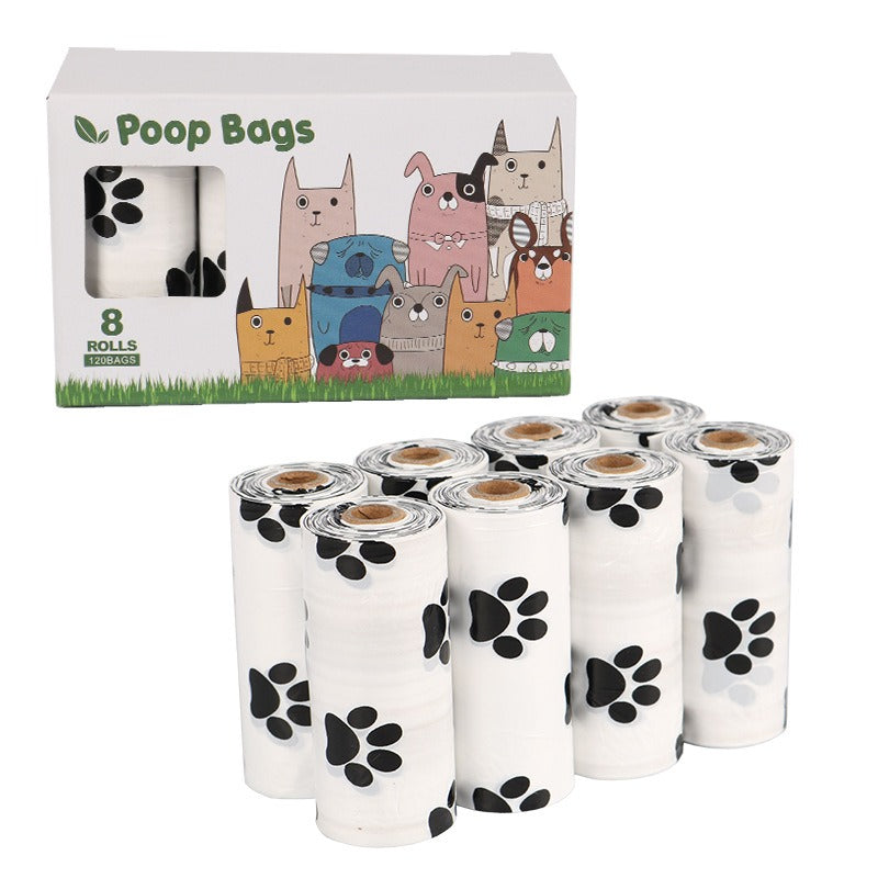 White Footprint Dog Poop Collection Bag Pet Supplies