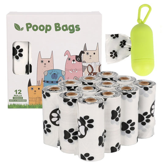 White Footprint Dog Poop Collection Bag Pet Supplies