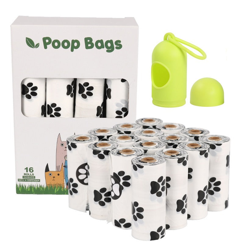 White Footprint Dog Poop Collection Bag Pet Supplies